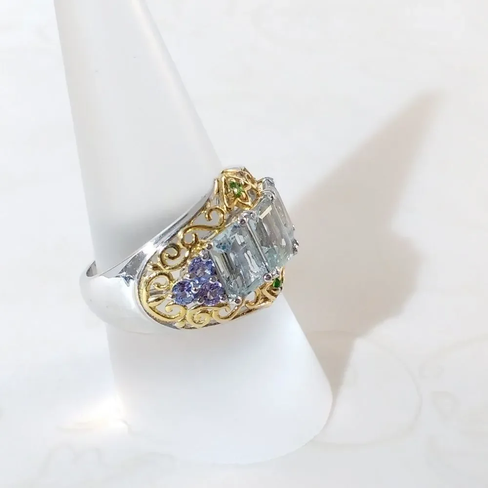 Aquamarine & Tanzanite 3.2 cttw Blue Size 8